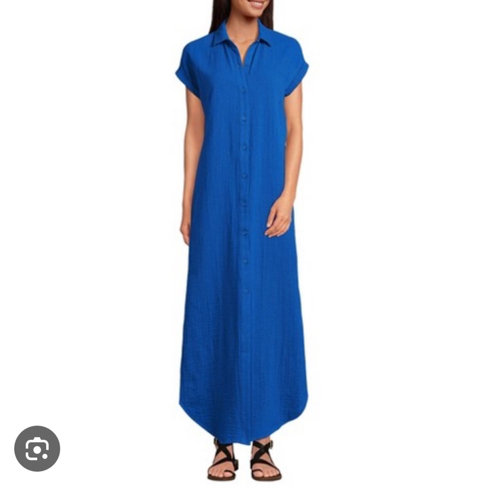 NWT Lands’ End Gauze Button-front Maxi Dress (S)